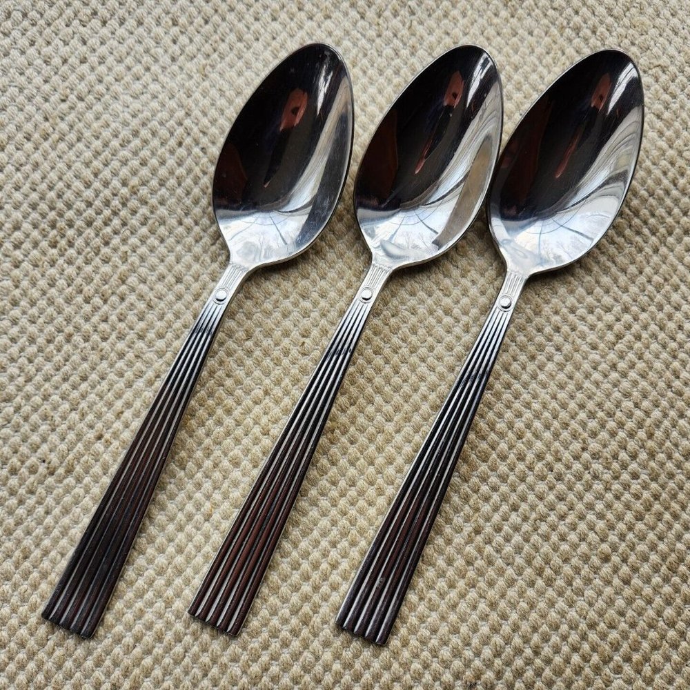 Cuisinart OAKMONT Stainless Ridges 18/10 Glossy Silverware Flatware Table Spoons